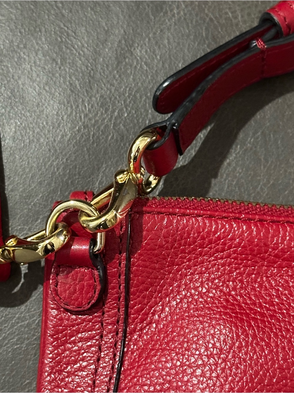Banana Republic Red Leather Crossbody Convertible Bag Tassel Gold Statement Bag - Picture 8 of 16